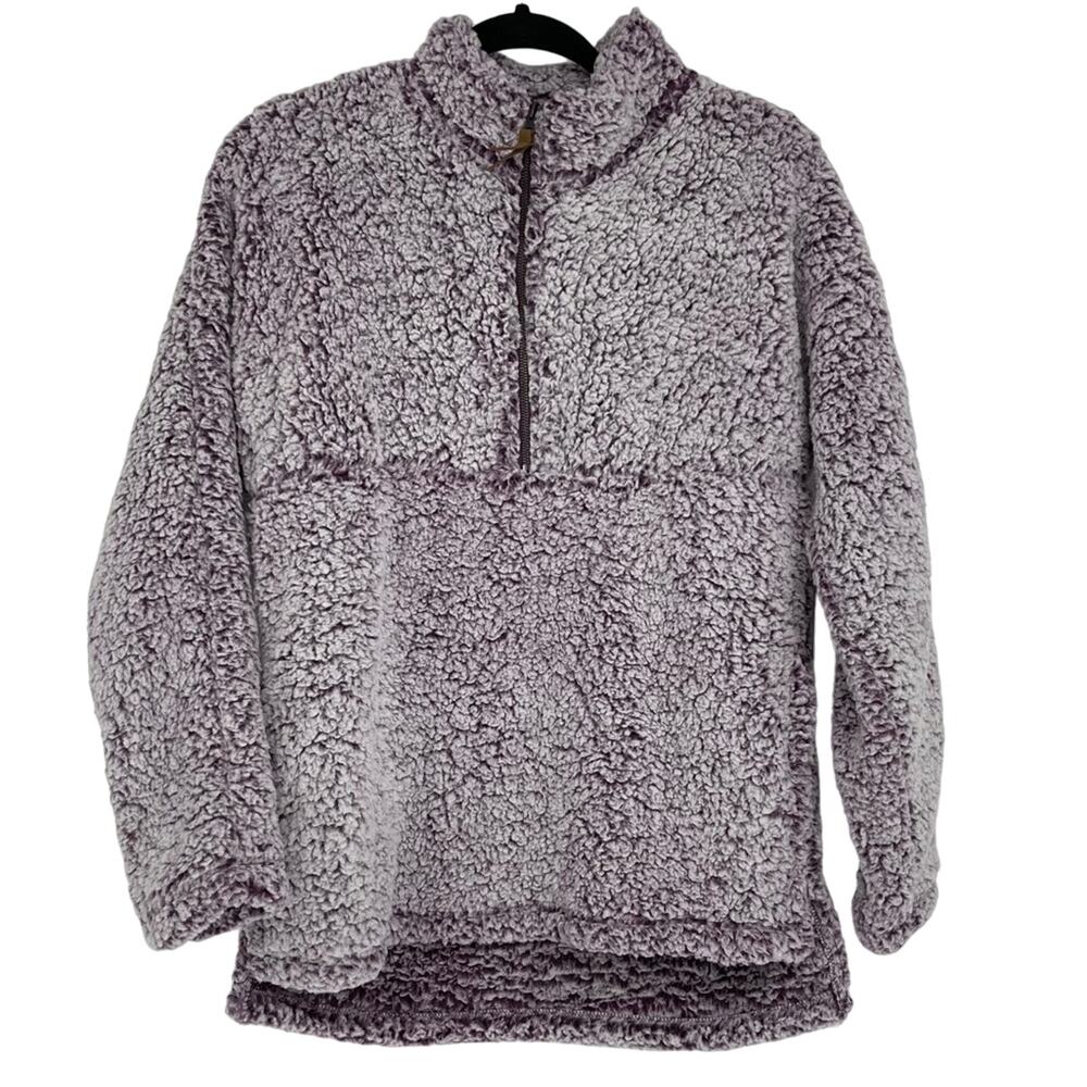 TIME & TRU SNOWTIPPED PURPLE 3/4 ZIP PLUSH JACKET MEDIUM